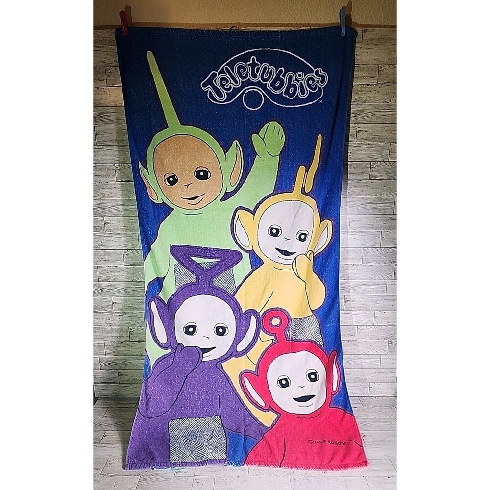 Vintage TELETUBBIES Beach Towel 28"x55" Jay Franco Ragdoll 90s Cartoon Kids